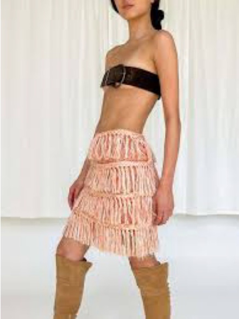 Opening Ceremony XS Fringe Tasseled Miniskirt in Blue, Silver, and Black - Picture 1 of 5